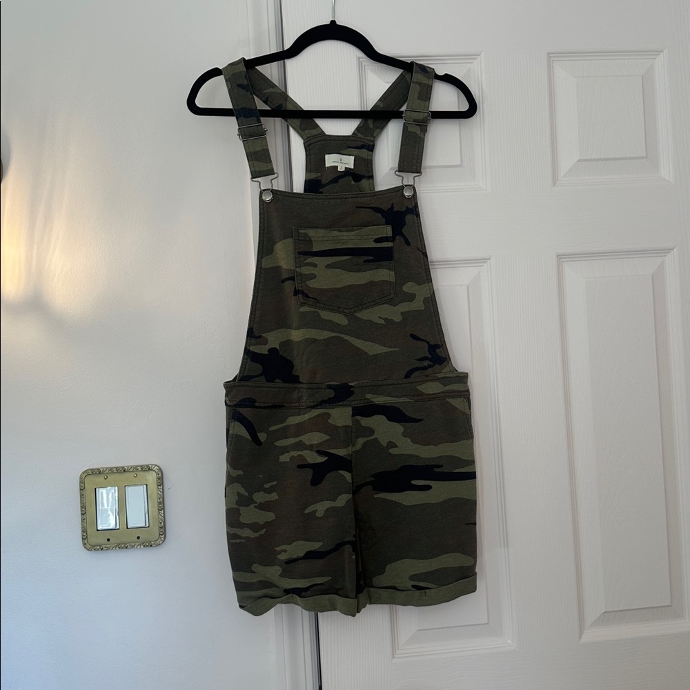 Thread & Supply Green Camouflage Short Overalls